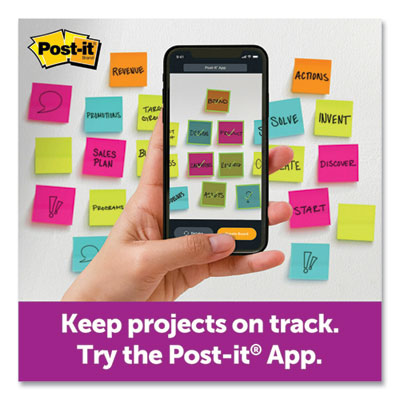Post-it Notes Super Sticky Recycled Notes in Wanderlust Pastels Collection Colors, 3" x 3", 65 Sheets/Pad, 6 Pads/Pack (MMM70005132637)