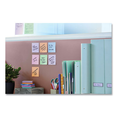 Post-it Notes Super Sticky Recycled Notes in Wanderlust Pastels Collection Colors, 3" x 3", 65 Sheets/Pad, 6 Pads/Pack (MMM70005132637)
