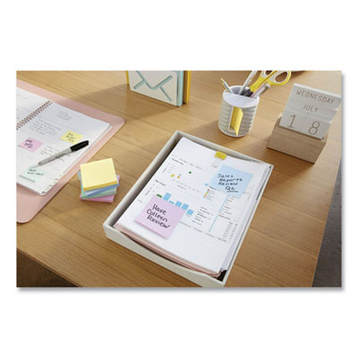 Post-it Notes Super Sticky Recycled Notes in Wanderlust Pastels Collection Colors, 3" x 3", 65 Sheets/Pad, 6 Pads/Pack (MMM70005132637)