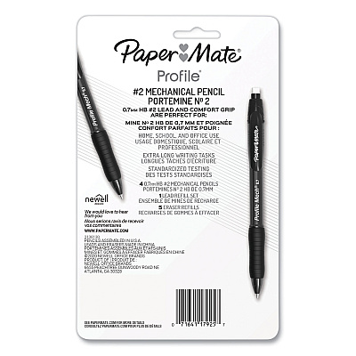 Paper Mate Profile Mechanical Pencils, 0.7 mm, HB (#2), Black Lead, Assorted Barrel Colors, 4/Pack (PAP2105703)