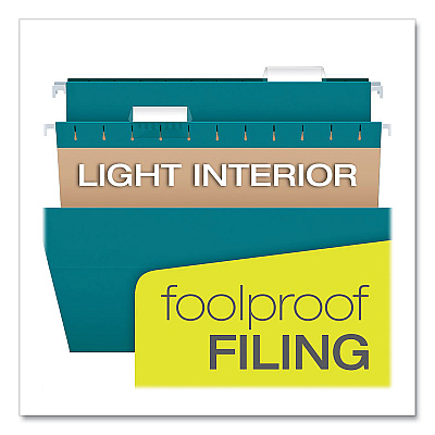 Pendaflex Recycled Hanging File Folders, Letter Size, 1/5-Cut Tabs, Assorted Colors, 25/Box (PFX81667)