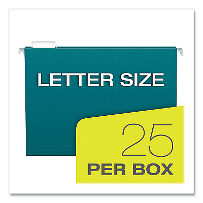 Pendaflex Recycled Hanging File Folders, Letter Size, 1/5-Cut Tabs, Assorted Colors, 25/Box (PFX81667)