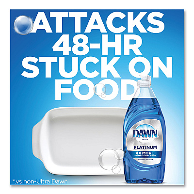 Dawn Platinum Liquid Dish Detergent, Refreshing Rain Scent, (3) 24 oz Bottles Plus (2) Sponges/Carton (PGC49041)