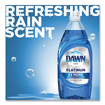 Dawn Platinum Liquid Dish Detergent, Refreshing Rain Scent, (3) 24 oz Bottles Plus (2) Sponges/Carton (PGC49041)