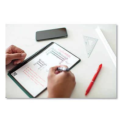 Rocketbook Core Smart Notebook, Dotted Rule, Black Cover, (18) 8.8 x 6 Sheets (RKBERCAFR)