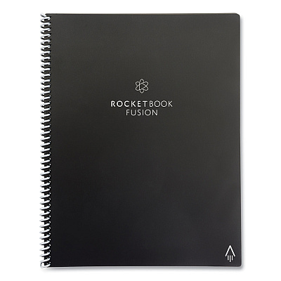 Rocketbook Fusion Smart Notebook, Seven Assorted Page Formats, Black Cover, (21) 11 x 8.5 Sheets (RKBFLRCAFR)