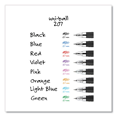 uniball Signo 207 Gel Pen, Retractable, Medium 0.7 mm, Black Ink, Clear/Black Barrel, 5/Pack (SAN1960239)