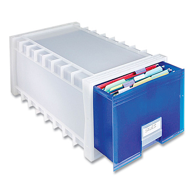 Storex Archive Storage Drawers, Letter/Legal Files, 15.3" x 24.25" x 11.38", Blue/White (STX61104U01C)