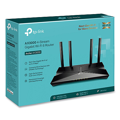 TP-Link ARCHER AX3000 Dual Band Gigabit Wi-Fi 6 Router, 5 Ports, Dual-Band 2.4 GHz/5 GHz