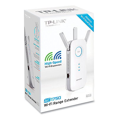 TP-Link RE450 AC1750 Wi-Fi Range Extender, 1 Port, Dual-Band 2.4 GHz/5 GHz