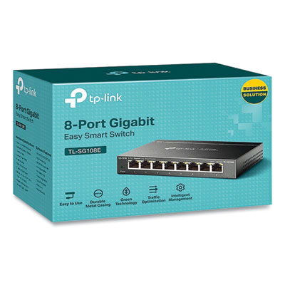 TP-Link Easy Smart Gigabit Ethernet Desktop/Wall-Mountable Switch, 16 Gbps Bandwidth, 8 Ports (TLSG108E)