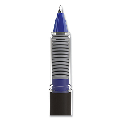 TRU RED Roller Ball Pen, Stick, Fine 0.5 mm, Blue Ink, Black/Blue/Clear Barrel, 3/Pack (TUD57320)