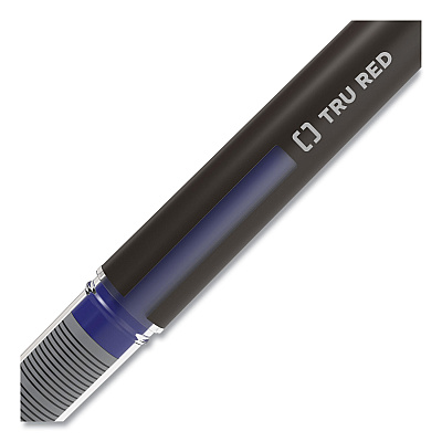 TRU RED Roller Ball Pen, Stick, Fine 0.5 mm, Blue Ink, Black/Blue/Clear Barrel, 3/Pack (TUD57320)