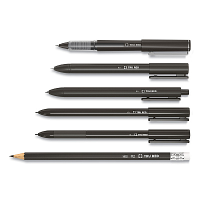 TRU RED Roller Ball Pen, Stick, Fine 0.5 mm, Assorted Ink and Barrel Colors, 3/Pack (TUD58251)