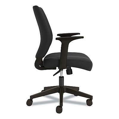 Union & Scale Essentials Fabric Task Chair with Arms, Supports Up to 275 lb, Black Seat/Back, Black Base (UOS59380)