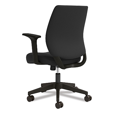 Union & Scale Essentials Fabric Task Chair with Arms, Supports Up to 275 lb, Black Seat/Back, Black Base (UOS59380)