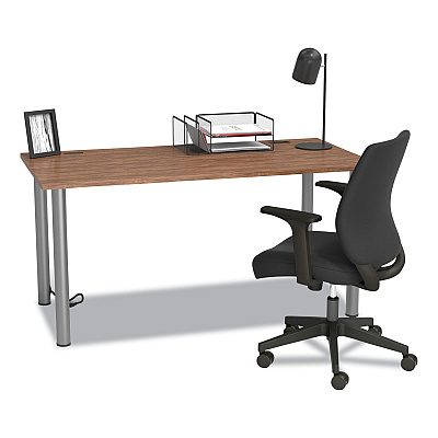 Union & Scale Essentials Fabric Task Chair with Arms, Supports Up to 275 lb, Black Seat/Back, Black Base (UOS59380)