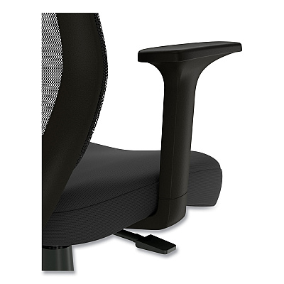 Union & Scale Essentials Mesh Back Fabric Drafting Stool with Arms, Supports Up to 275 lb, Black Seat/Back, Black Base (UOS59384)