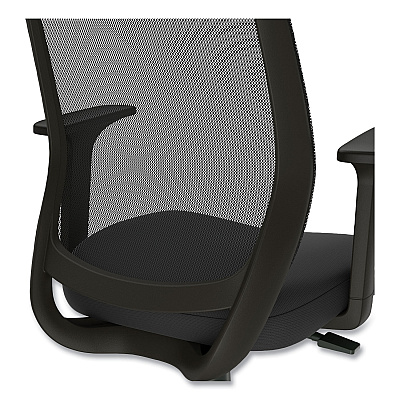 Union & Scale Essentials Mesh Back Fabric Drafting Stool with Arms, Supports Up to 275 lb, Black Seat/Back, Black Base (UOS59384)