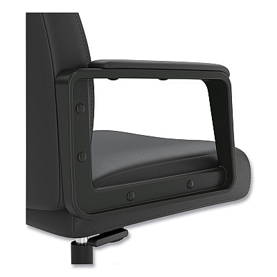 Union & Scale Prestige Bonded Leather Manager Chair, Supports Up to 275 lb, Black Seat/Back, Black Base (UOS59408)