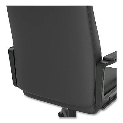 Union & Scale Prestige Bonded Leather Manager Chair, Supports Up to 275 lb, Black Seat/Back, Black Base (UOS59408)