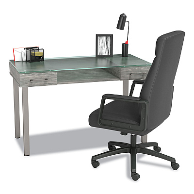 Union & Scale Prestige Bonded Leather Manager Chair, Supports Up to 275 lb, Black Seat/Back, Black Base (UOS59408)