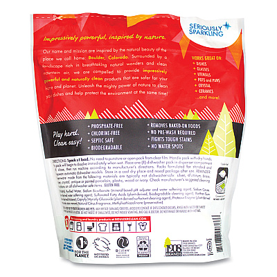 Boulder Clean Dishwasher Detergent Power Packs, Citrus Zest, 48 Tab Pouch, 6/Carton (BCL003663CT)