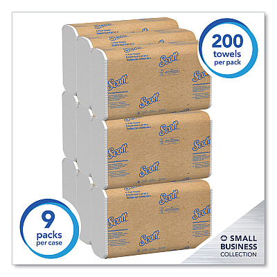 Scott Essential C-Fold Towels for Business, Convenience Pack, 1-Ply, 10.13 x 13.15, White, 200/Pack, 9 Packs/Carton (KCC03623)