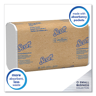 Scott Essential C-Fold Towels for Business, Convenience Pack, 1-Ply, 10.13 x 13.15, White, 200/Pack, 9 Packs/Carton (KCC03623)