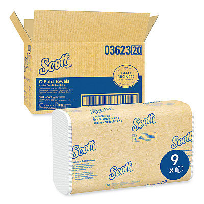 Scott Essential C-Fold Towels for Business, Convenience Pack, 1-Ply, 10.13 x 13.15, White, 200/Pack, 9 Packs/Carton (KCC03623)