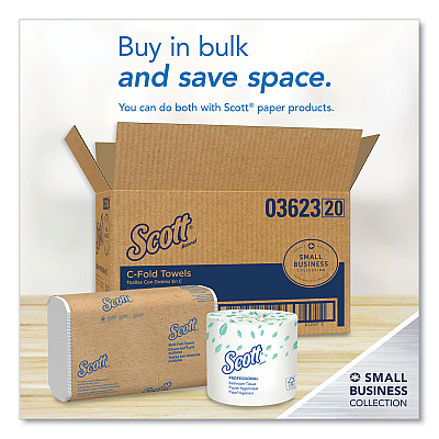 Scott Essential C-Fold Towels for Business, Convenience Pack, 1-Ply, 10.13 x 13.15, White, 200/Pack, 9 Packs/Carton (KCC03623)