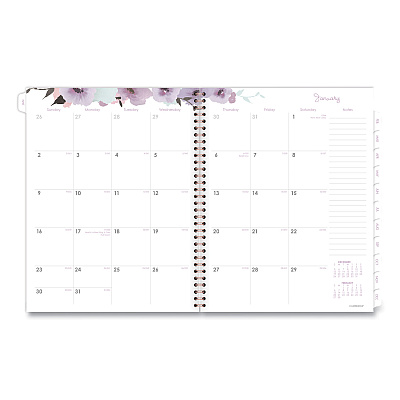 Cambridge Mina Weekly/Monthly Planner, Floral Artwork, 11 x 8.5, White/Violet/Peach Cover, 12-Month (Jan to Dec): 2026 (1134905)