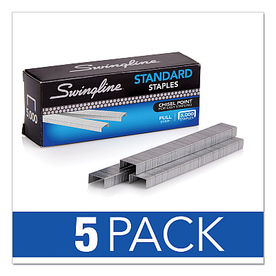 Swingline S.F. 1 Standard Staples, 0.25" Leg, 0.5" Crown, Steel, 5,000/Pack, 5 Packs/Box (SWIS7035101S)