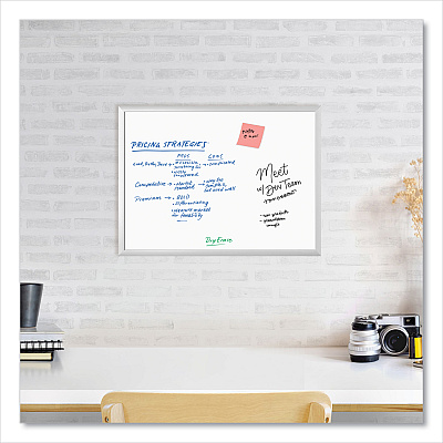U Brands Melamine Dry Erase Board, 23 x 17, White Surface, Silver Frame (UBR030U0001)
