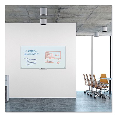 U Brands Glass Dry Erase Board, 70 x 35, White Surface (UBR123U0001)