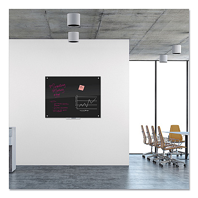 U Brands Glass Dry Erase Board, 47 x 35, Black Surface (UBR171U0001)