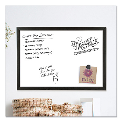 U Brands Magnetic Dry Erase Board with Wood Frame, 23 x 17, White Surface, Black Frame (UBR307U0001)