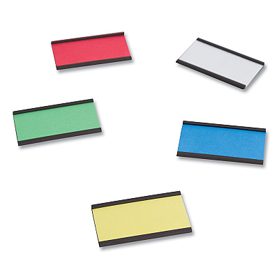 U Brands Magnetic Card Holders, 2 x 1, Black, 25/Pack (UBRFM1310)