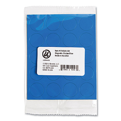 U Brands Heavy-Duty Board Magnets, Circles, 0.75" Diameter, Blue, 20/Pack (UBRFM1601)