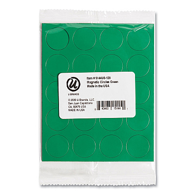 U Brands Heavy-Duty Board Magnets, Circles, Green, 0.75" Diameter, 20/Pack (UBRFM1602)