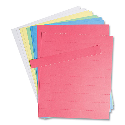 U Brands Data Card Replacement Sheet, 8.5 x 11 Sheets, Perforated at 1", Assorted, 10/Pack (UBRFM1614)