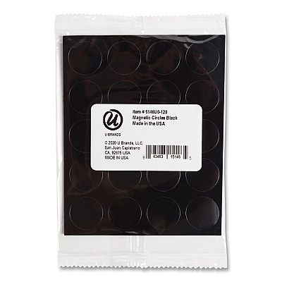 U Brands Heavy-Duty Board Magnets, Circles, Black, 0.75" Diameter, 20/Pack (UBRFM1605)