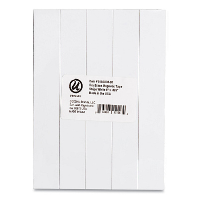 U Brands Dry Erase Magnetic Tape Strips, 6" x 0.88", White, 25/Pack (UBRFM2518)