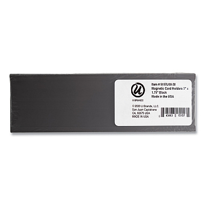 U Brands Magnetic Card Holders, 3 x 1.75, Black, 10/Pack (UBRFM2630)