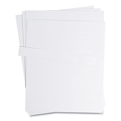 U Brands Data Card Replacement Sheet, 8.5 x 11 Sheets, Perforated at 1", White, 10/Pack (UBRFM1615)