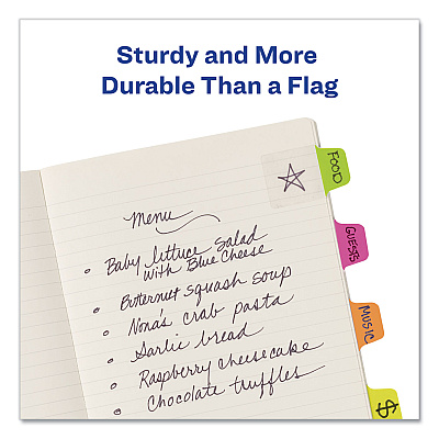 Avery Ultra Tabs Repositionable Tabs, Mini Tabs: 1" x 1.5", 1/5-Cut, Assorted Neon Colors, 40/Pack (AVE74759)