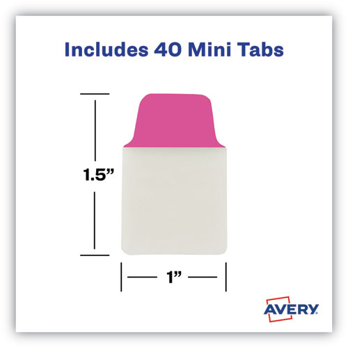 Avery Ultra Tabs Repositionable Tabs, Mini Tabs: 1" x 1.5", 1/5-Cut, Assorted Neon Colors, 40/Pack (74759)
