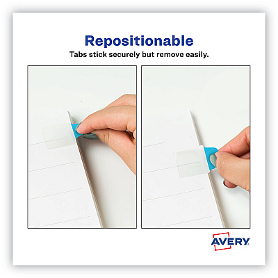 Avery Ultra Tabs Repositionable Tabs, Mini Tabs: 1" x 1.5", 1/5-Cut, Assorted Colors, 40/Pack (AVE74760)