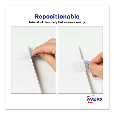 Avery Ultra Tabs Repositionable Tabs, Mini Tabs: 1" x 1.5", 1/5-Cut, Assorted Pastel Colors, 40/Pack (AVE74761)