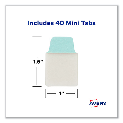 Avery Ultra Tabs Repositionable Tabs, Mini Tabs: 1" x 1.5", 1/5-Cut, Assorted Pastel Colors, 40/Pack (AVE74761)